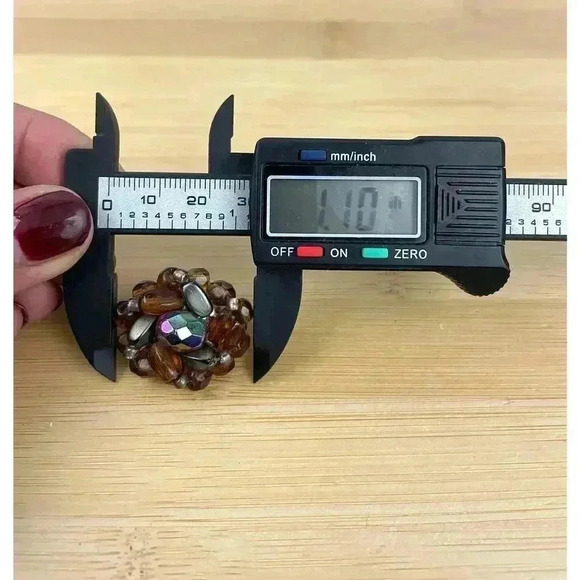 VTG Glass Bead Cluster Clip On Earrings Brass West Germany Iridescent - Picture 4 of 13